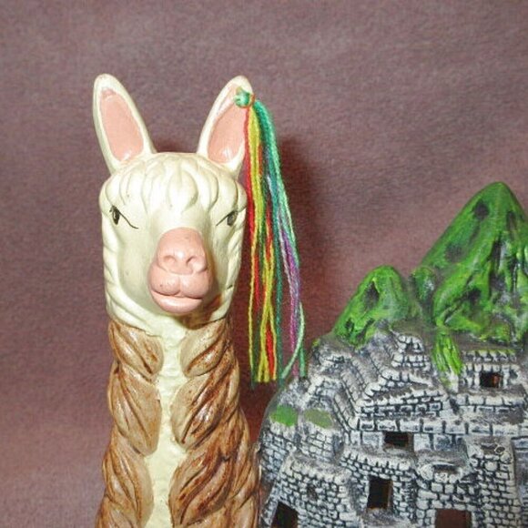 3D Peruvian LLAMA Inca INCENSE Smoker CANDLE Holder ART POTTERY Machu Picchu - Picture 2 of 10